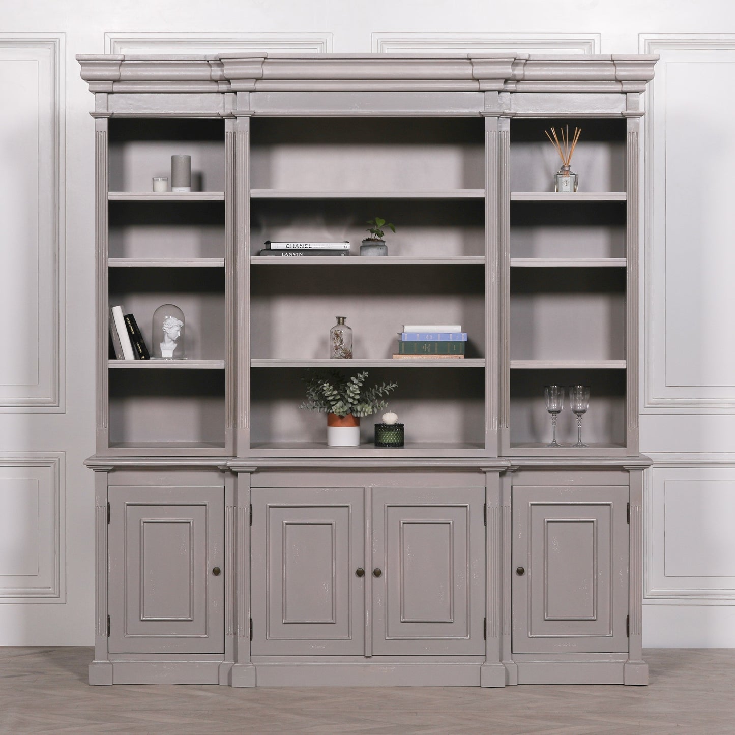 Elden Distressed Mahogany Bookcase Display Cabinet