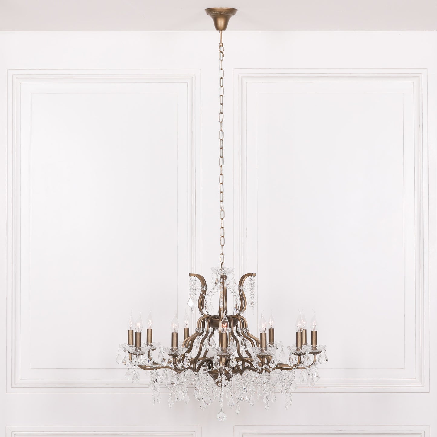 Elbright 12-Branch Shallow Cut Glass Chandelier