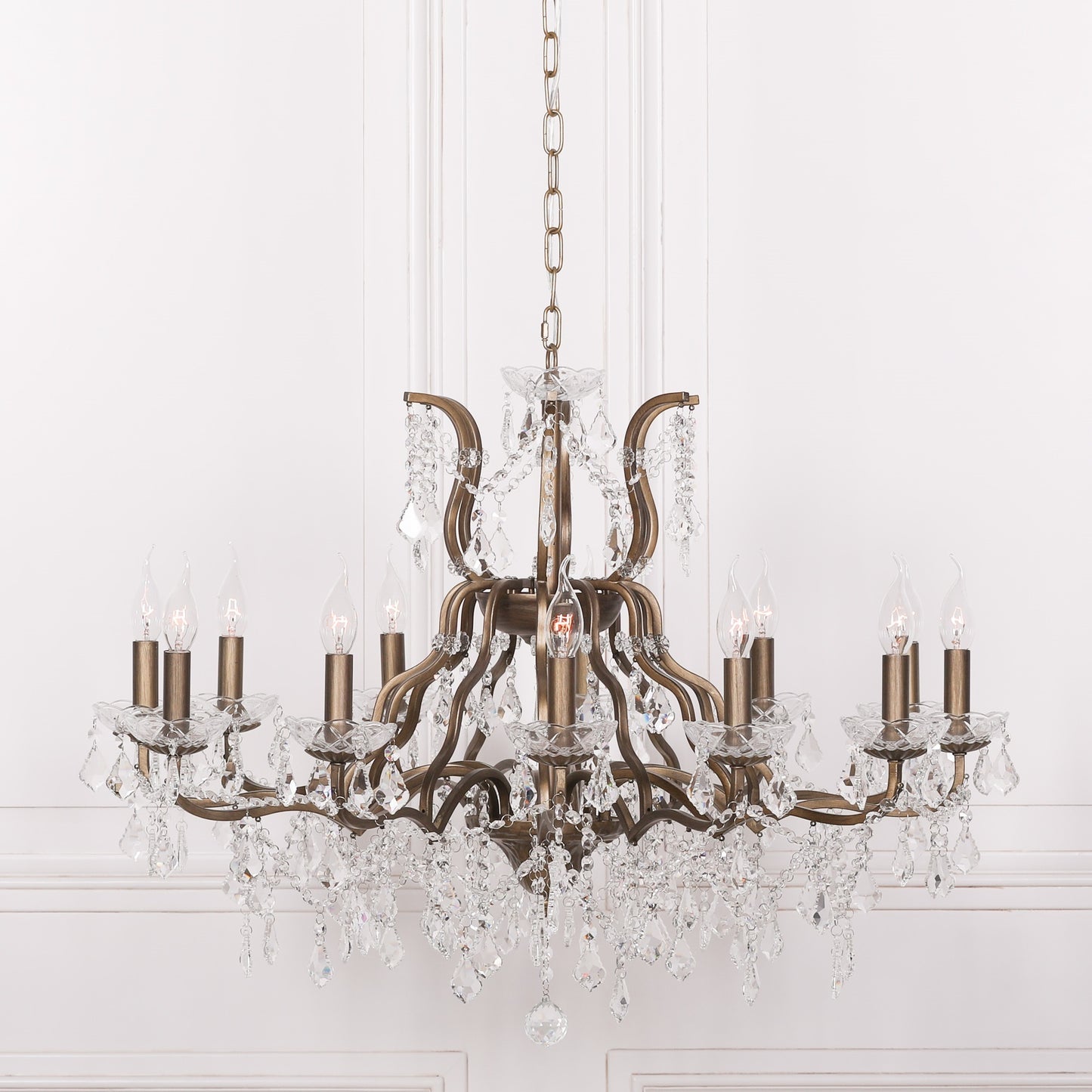 Elbright 12-Branch Shallow Cut Glass Chandelier