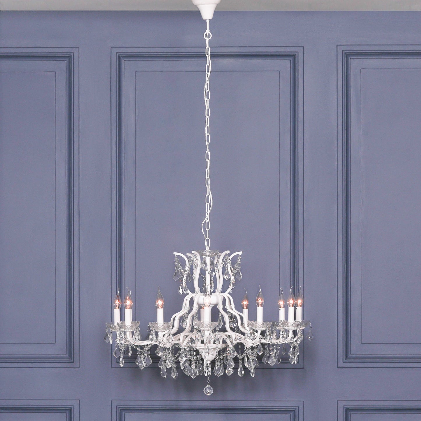 Elbright 12-Branch Shallow Cut Glass Chandelier