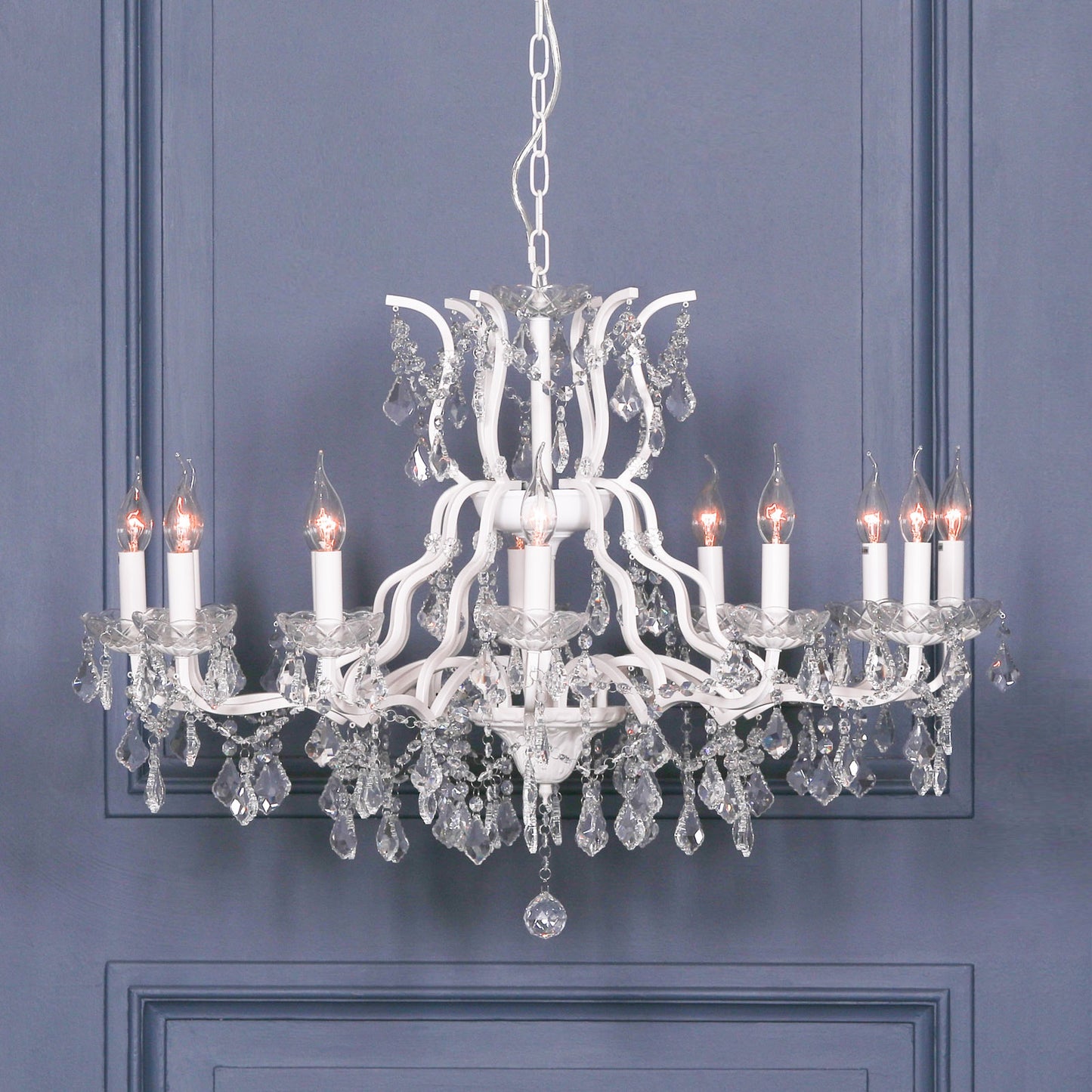 Elbright 12-Branch Shallow Cut Glass Chandelier