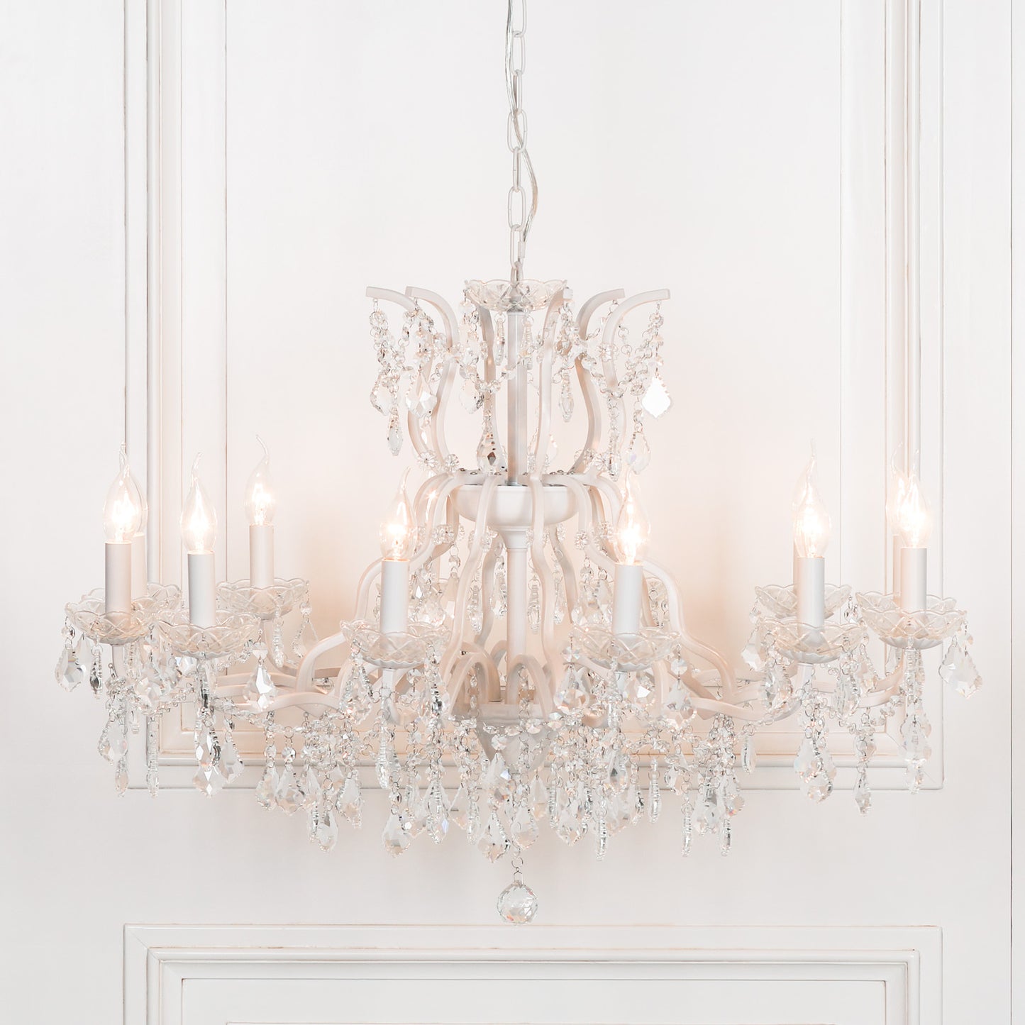 Elbright 12-Branch Shallow Cut Glass Chandelier
