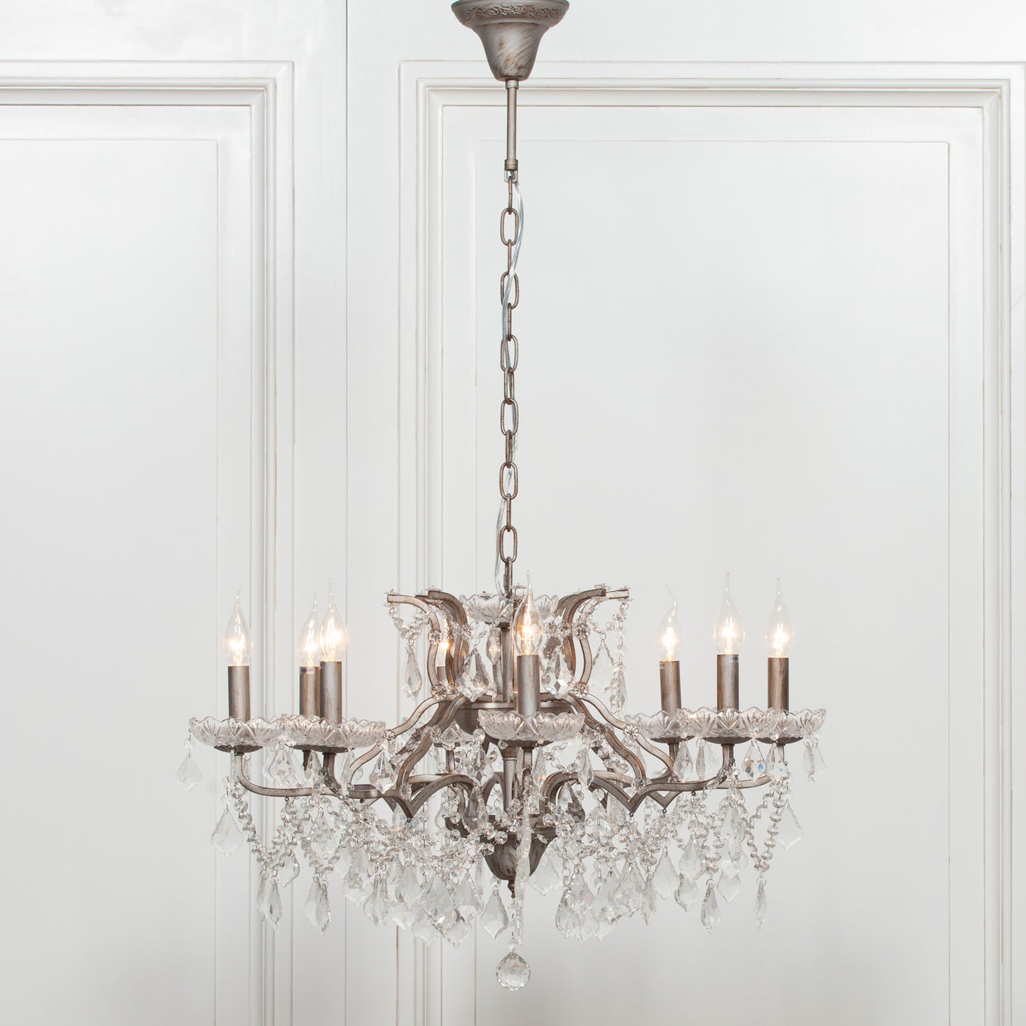 Elbright 8-Branch Shallow Cut Glass Chandelier