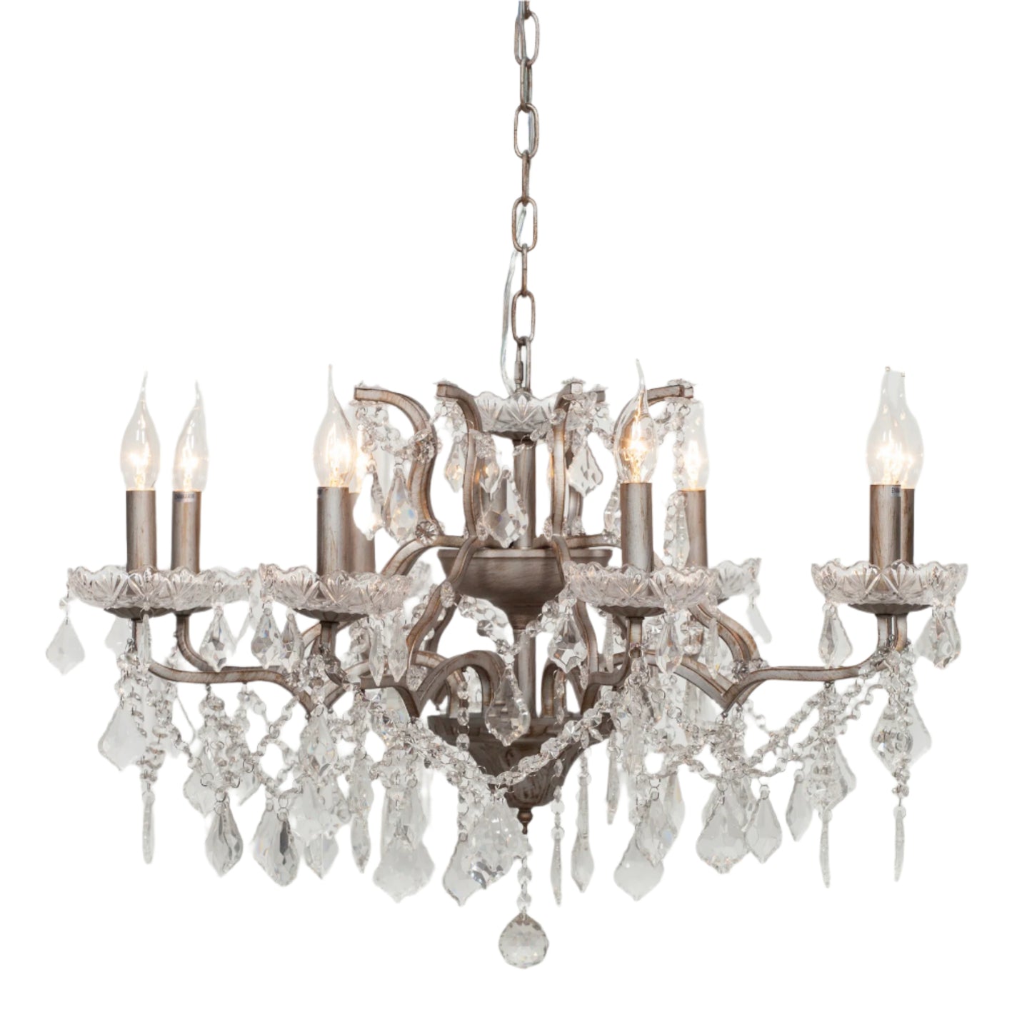Elbright 8-Branch Shallow Cut Glass Chandelier