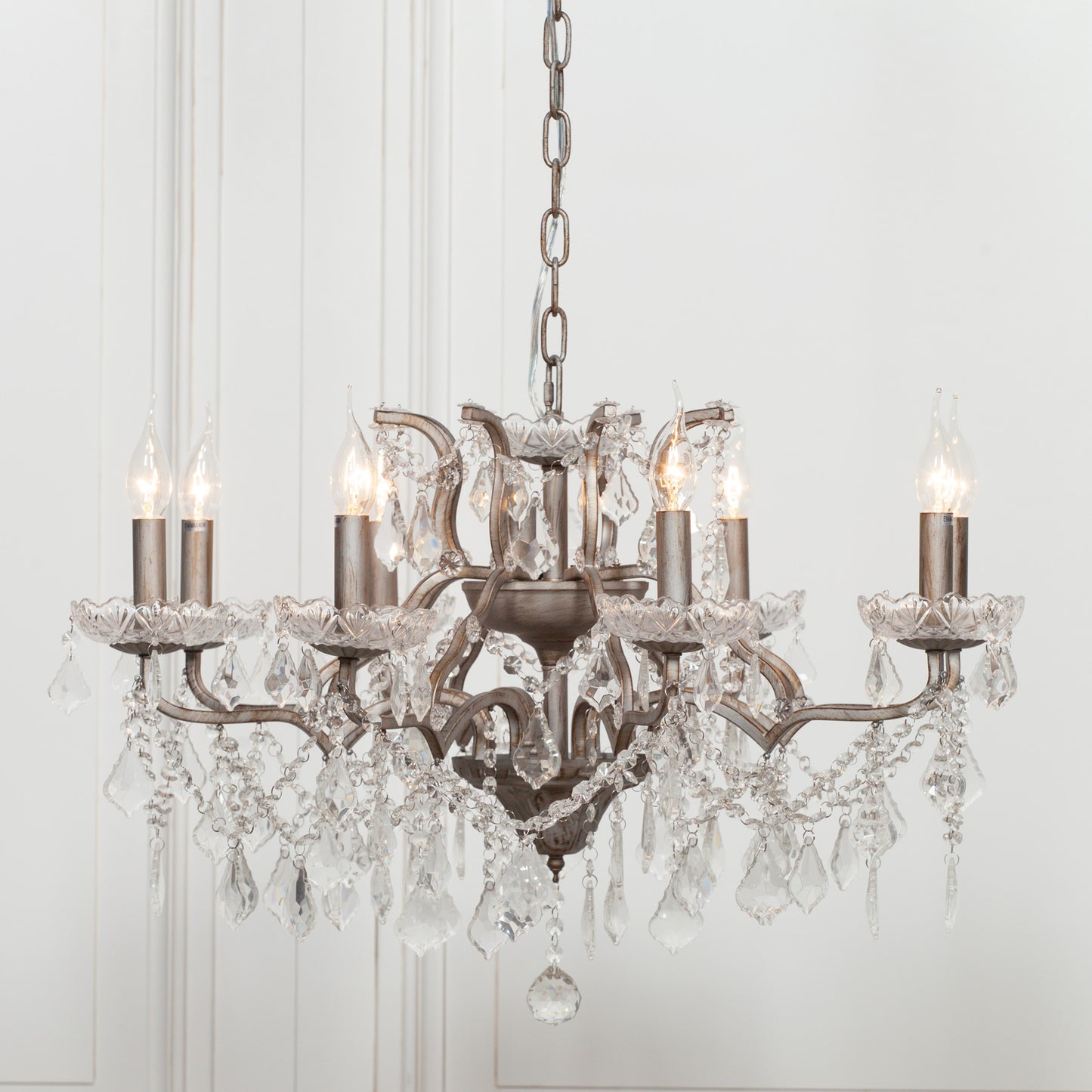 Elbright 8-Branch Shallow Cut Glass Chandelier