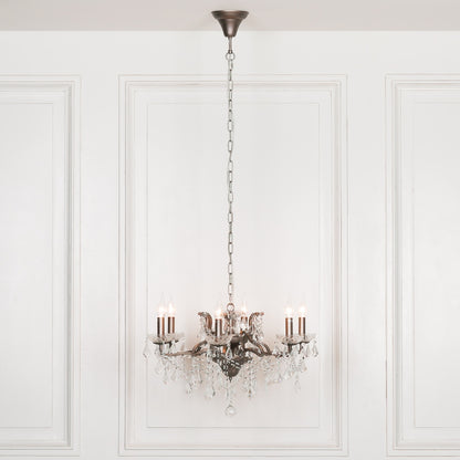 Elbright 6-Branch Antique Shallow Cut Glass Chandelier