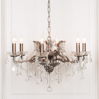 Elbright 6-Branch Antique Shallow Cut Glass Chandelier