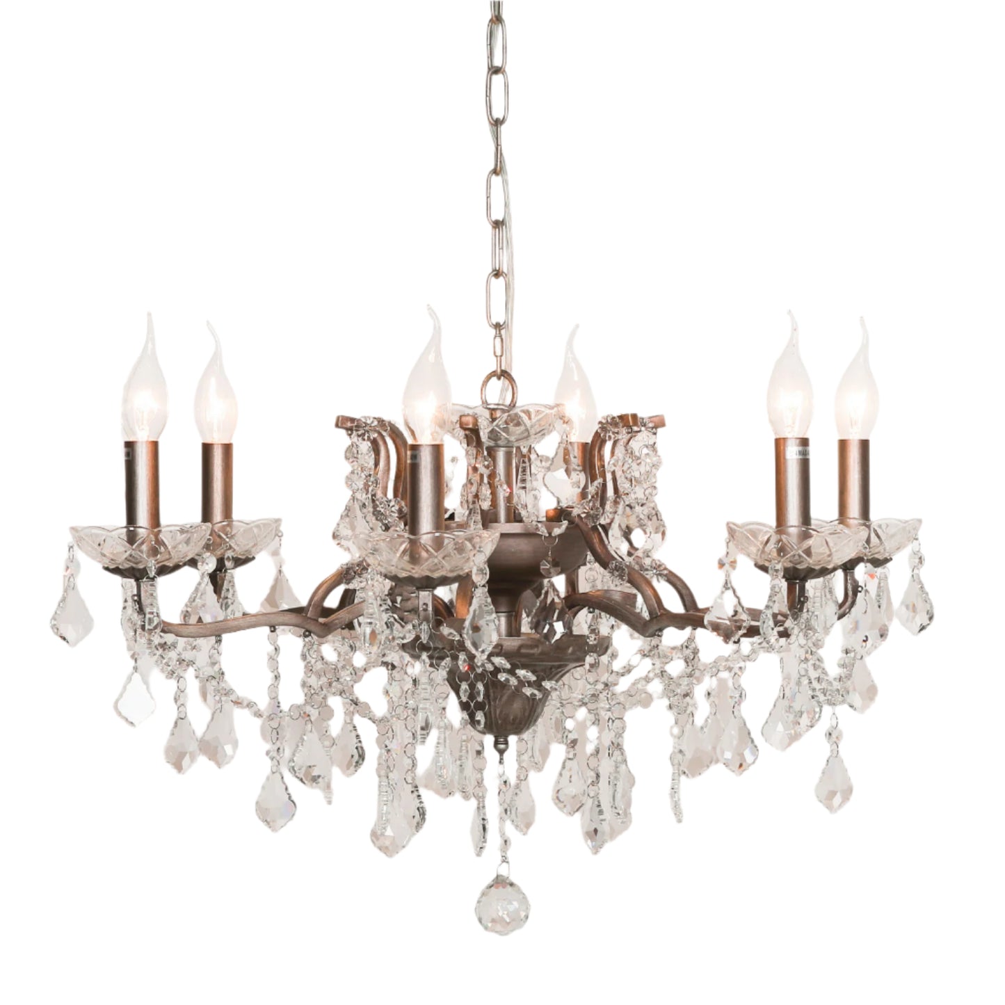 Elbright 6-Branch Antique Shallow Cut Glass Chandelier