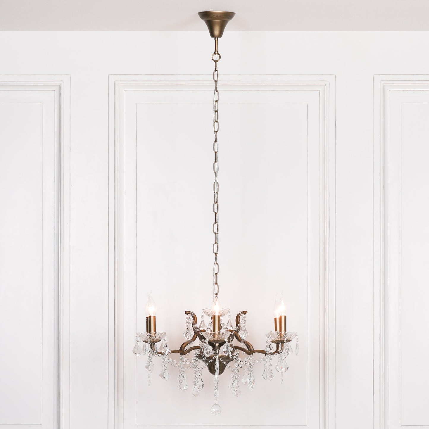 Elbright 6-Branch Antique Shallow Cut Glass Chandelier