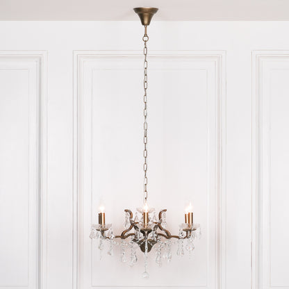 Elbright 6-Branch Antique Shallow Cut Glass Chandelier