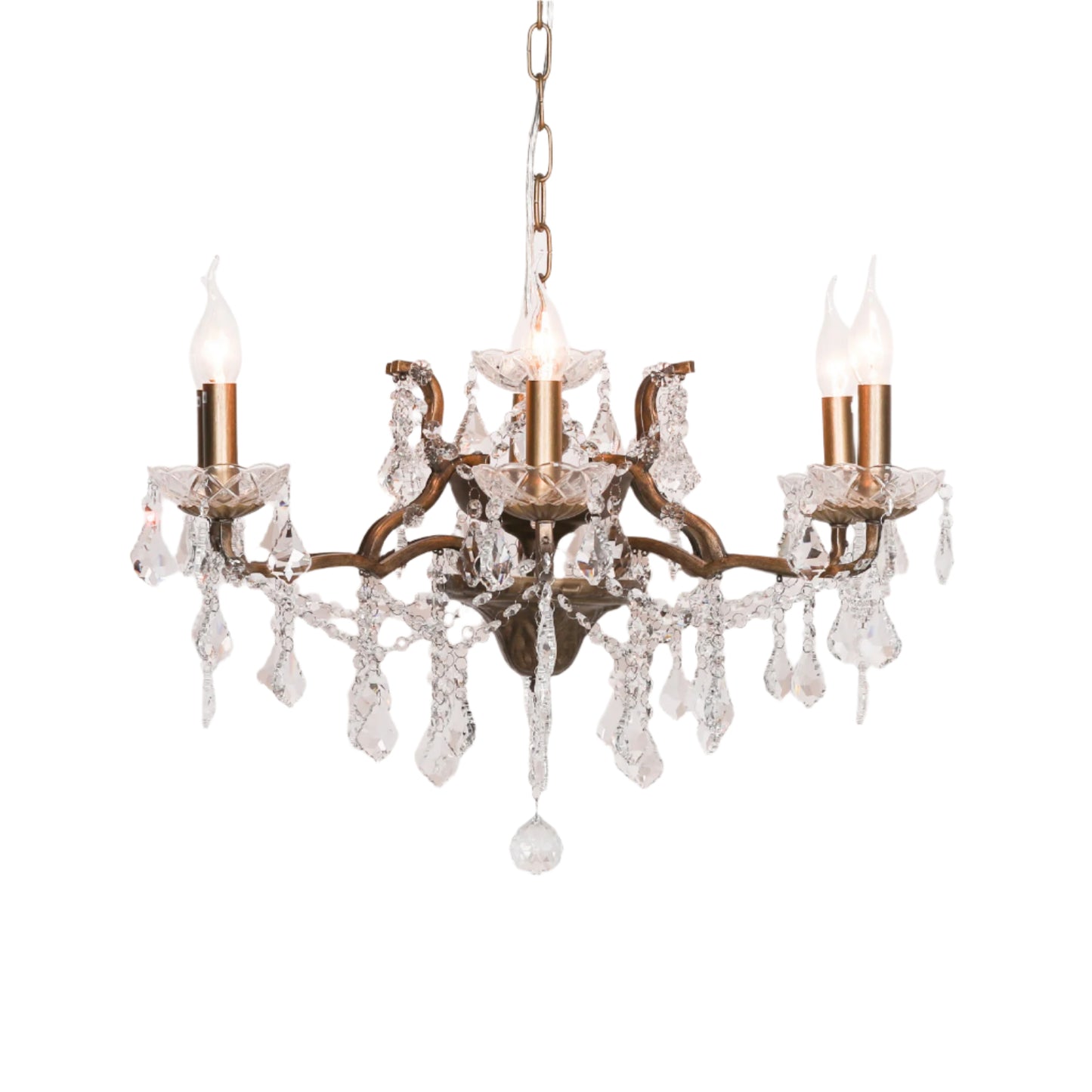 Elbright 6-Branch Antique Shallow Cut Glass Chandelier