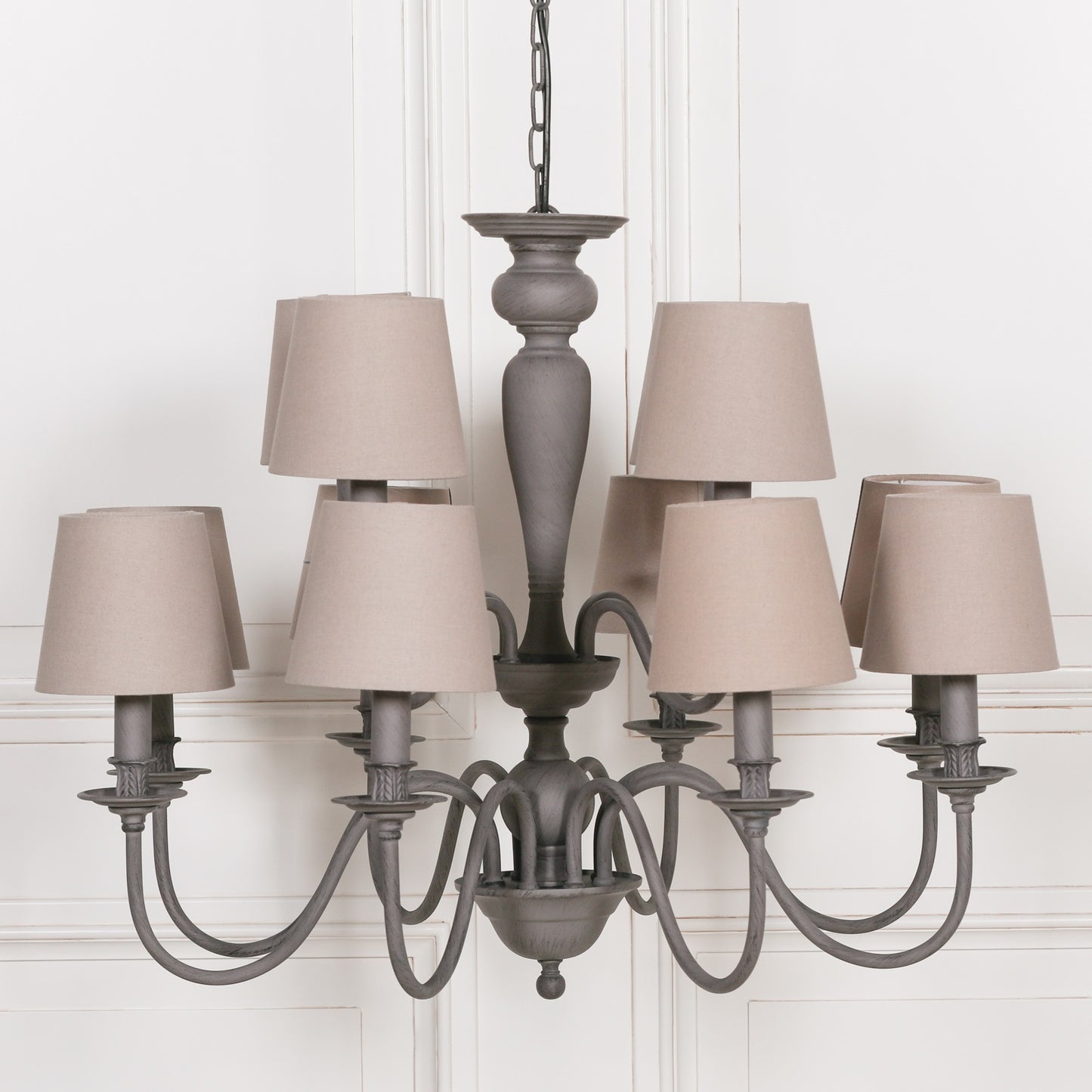 Elbright 12 Branch Grey Chandelier with Shades