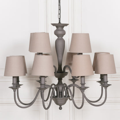 Elbright 12 Branch Grey Chandelier with Shades