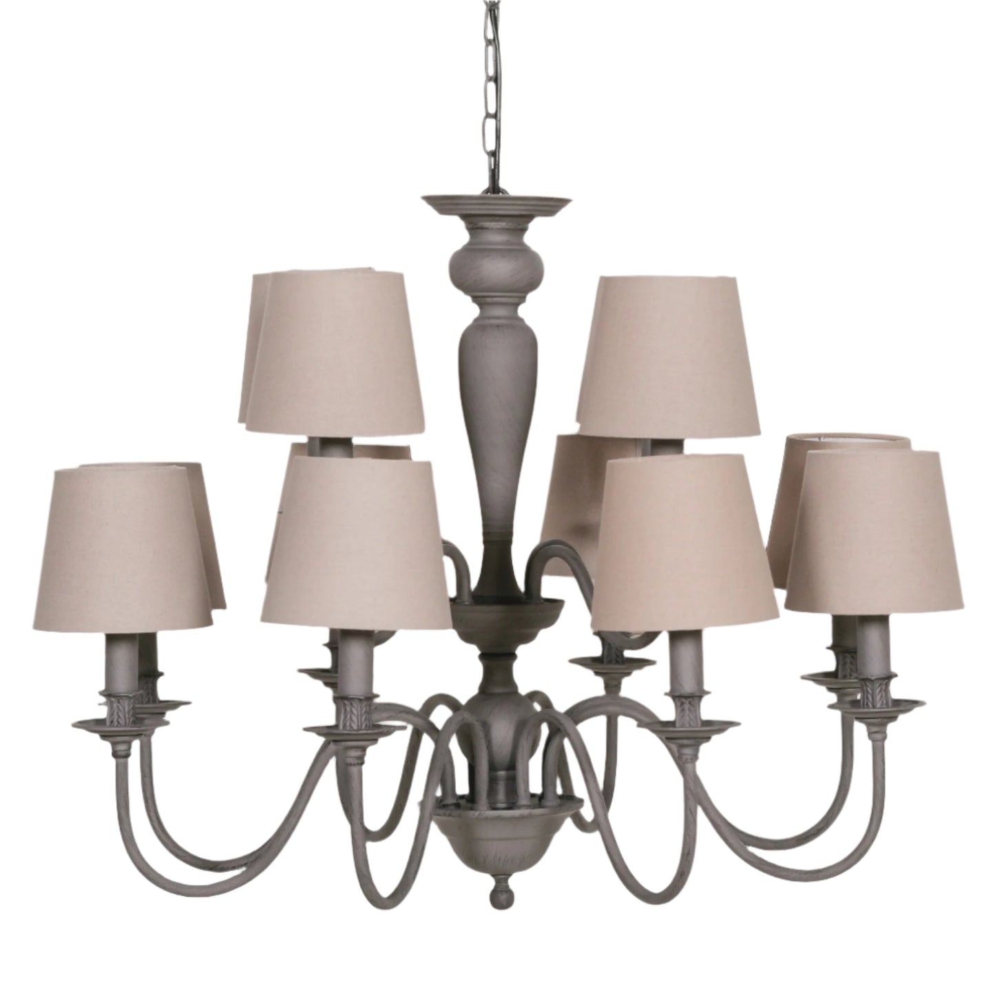 Elbright 12 Branch Grey Chandelier with Shades