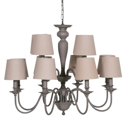 Elbright 12 Branch Grey Chandelier with Shades