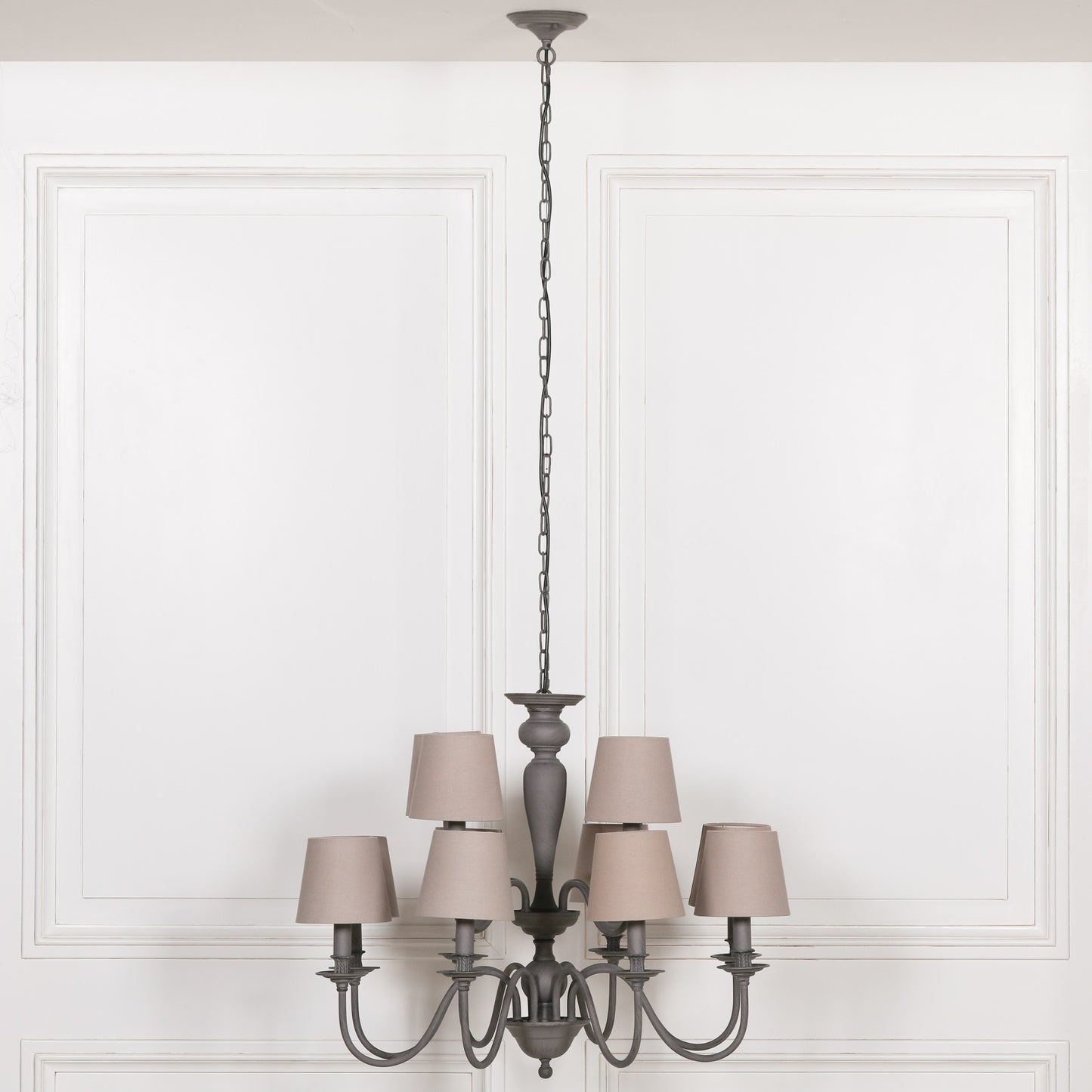Elbright 12 Branch Grey Chandelier with Shades
