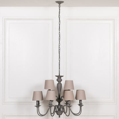 Elbright 12 Branch Grey Chandelier with Shades