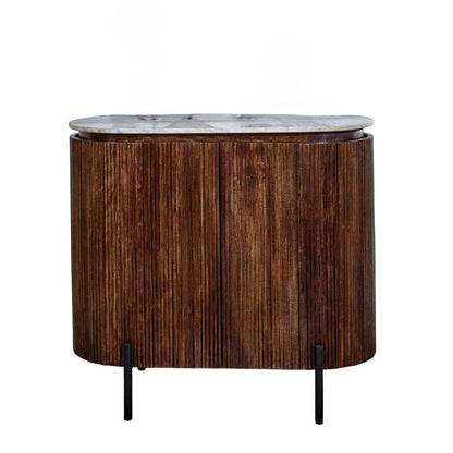 Opal Solid Wood Sideboard With Marble Top & Metal Legs