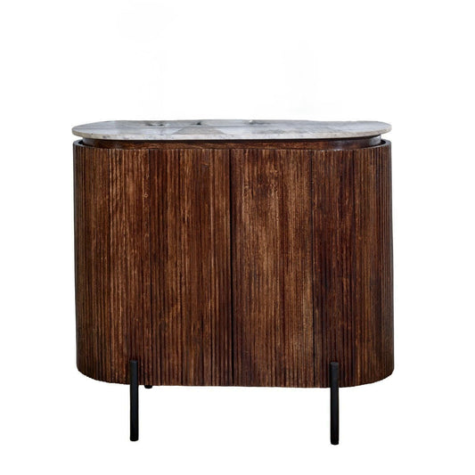 Opal Solid Wood Sideboard With Marble Top & Metal Legs