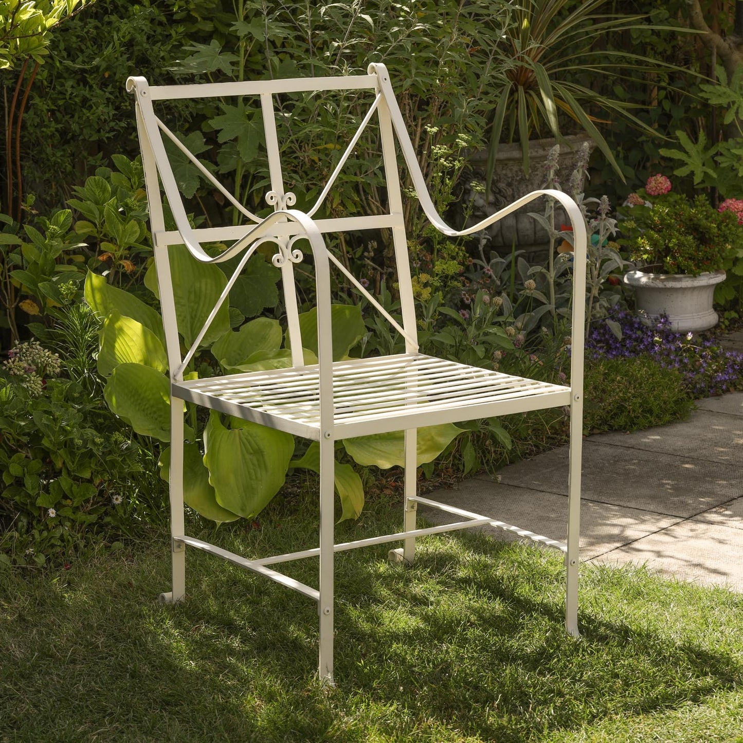 Iron Off White/Cream Distressed Garden Dining Chair