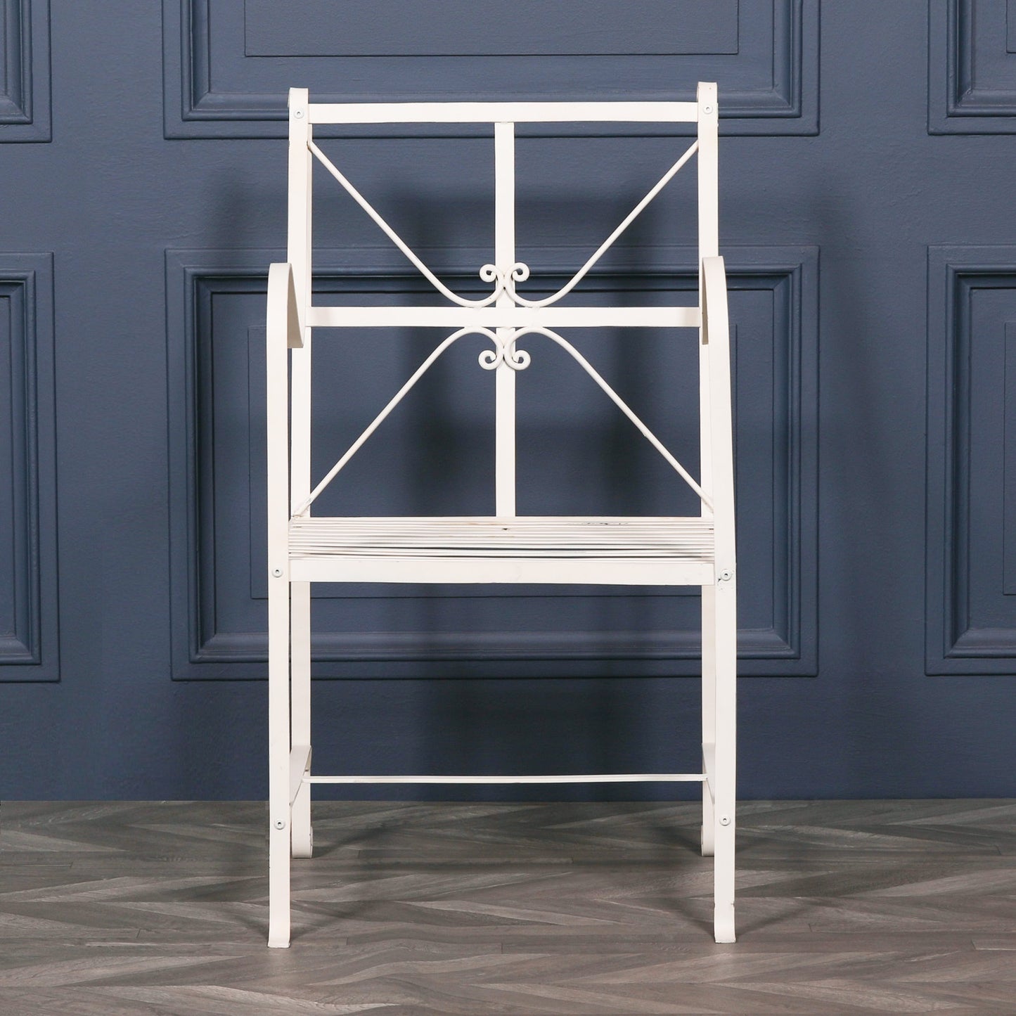 Iron Off White/Cream Distressed Garden Dining Chair