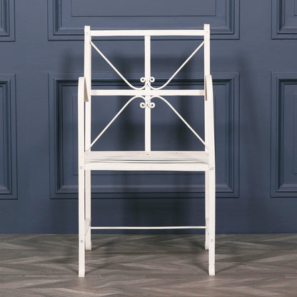 Iron Off White/Cream Distressed Garden Dining Chair