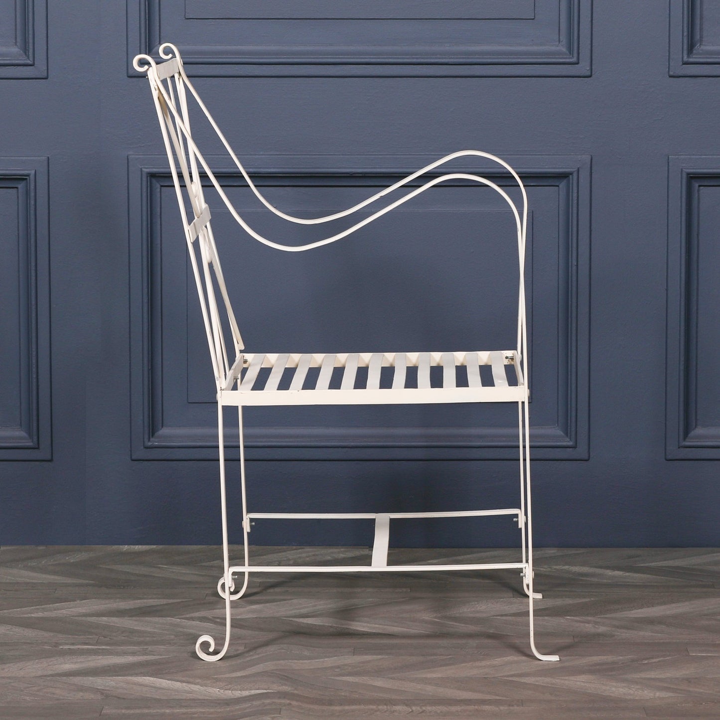 Iron Off White/Cream Distressed Garden Dining Chair