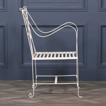 Iron Off White/Cream Distressed Garden Dining Chair