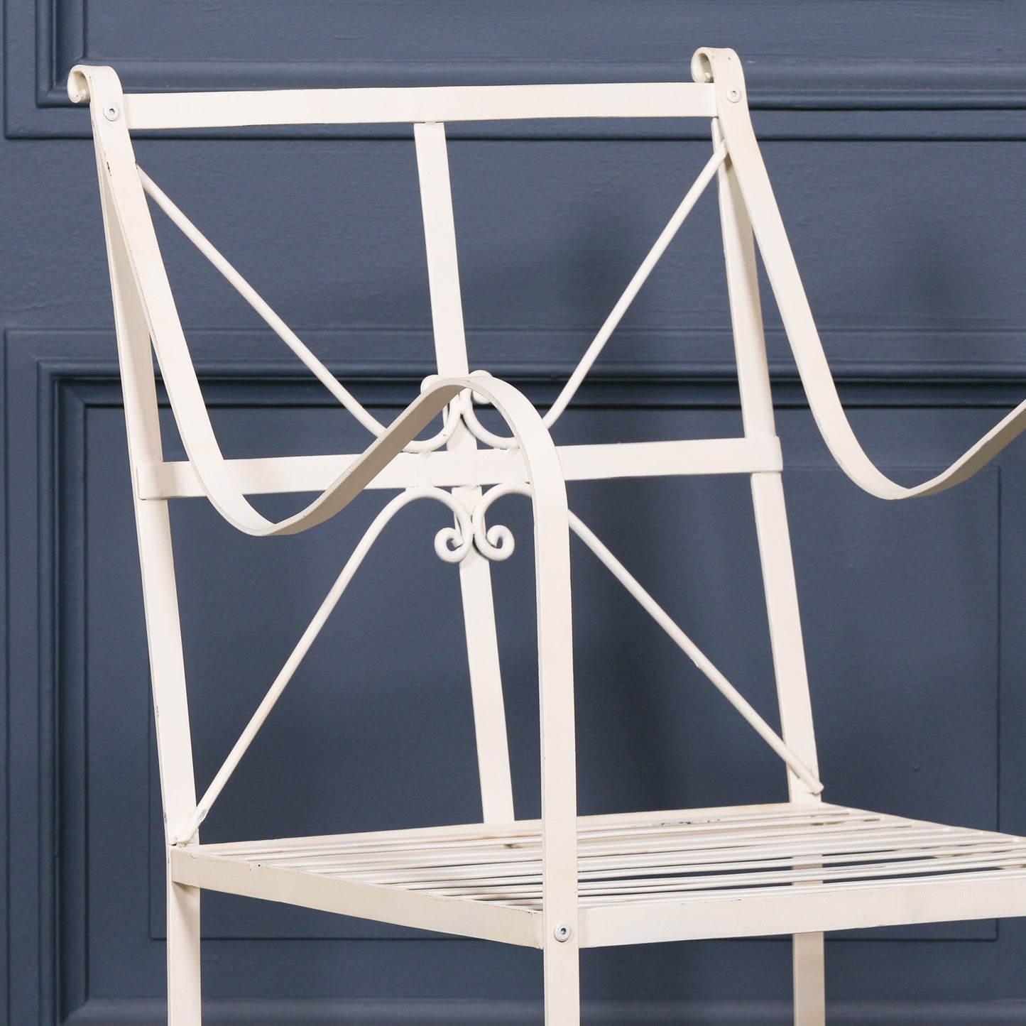 Iron Off White/Cream Distressed Garden Dining Chair