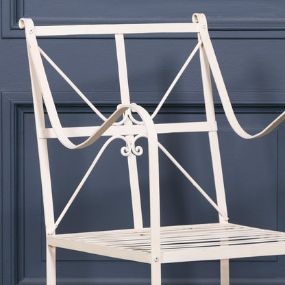 Iron Off White/Cream Distressed Garden Dining Chair
