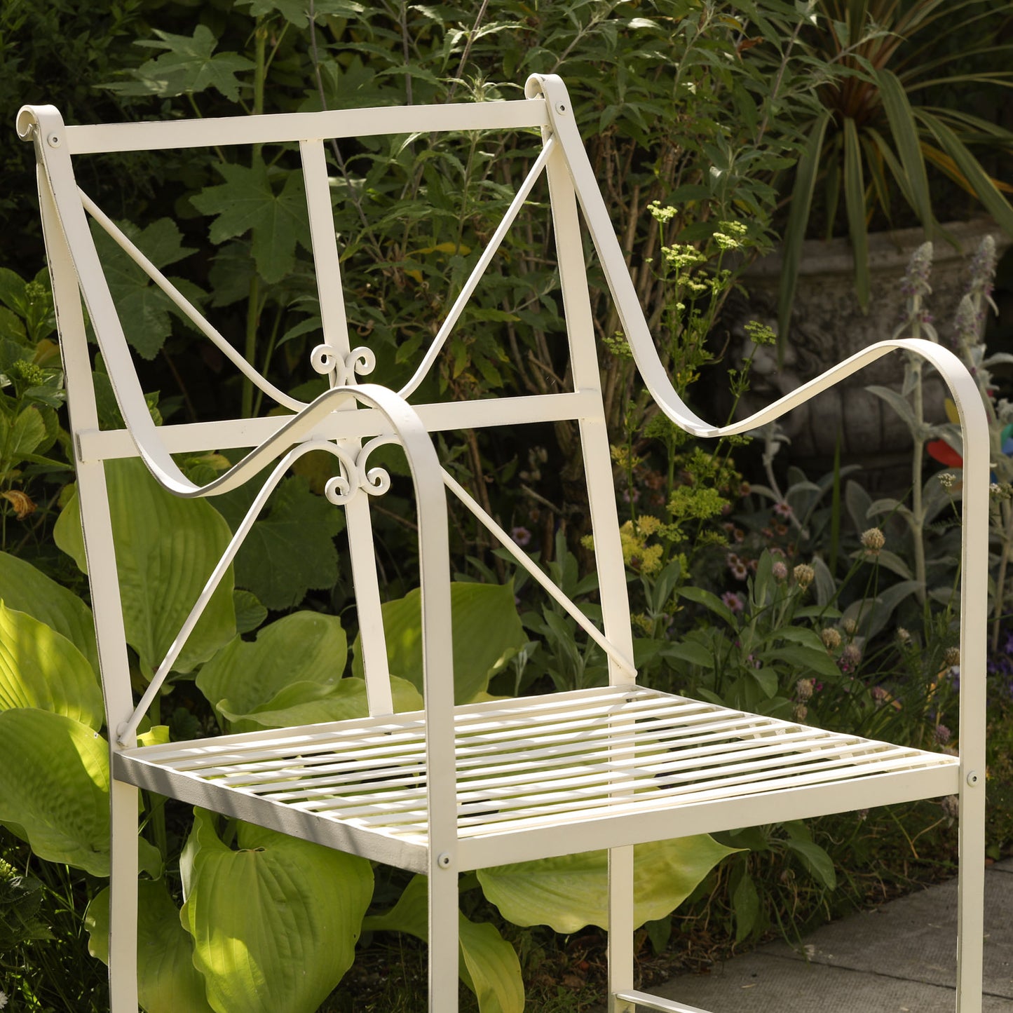 Iron Off White/Cream Distressed Garden Dining Chair