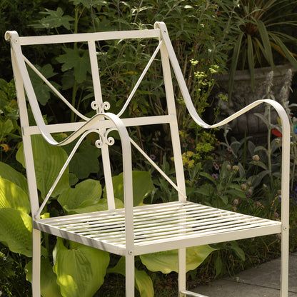 Iron Off White/Cream Distressed Garden Dining Chair