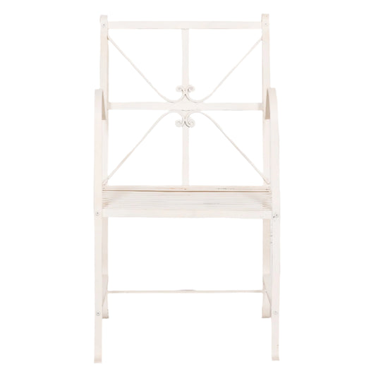 Iron Off White/Cream Distressed Garden Dining Chair