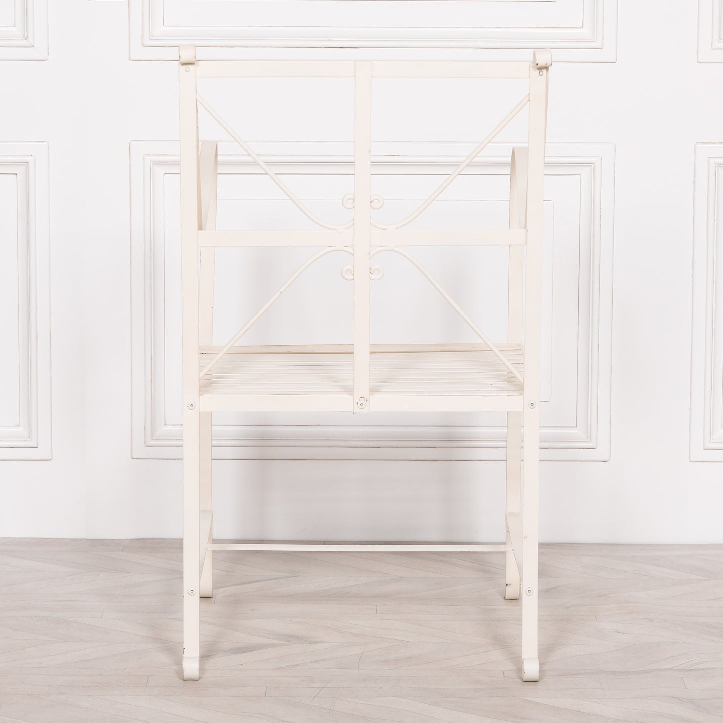 Iron Off White/Cream Distressed Garden Dining Chair