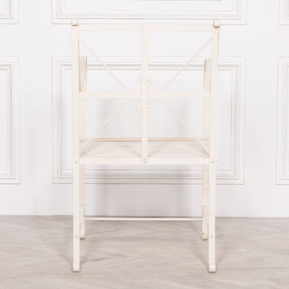 Iron Off White/Cream Distressed Garden Dining Chair