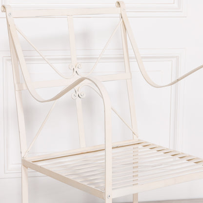 Iron Off White/Cream Distressed Garden Dining Chair