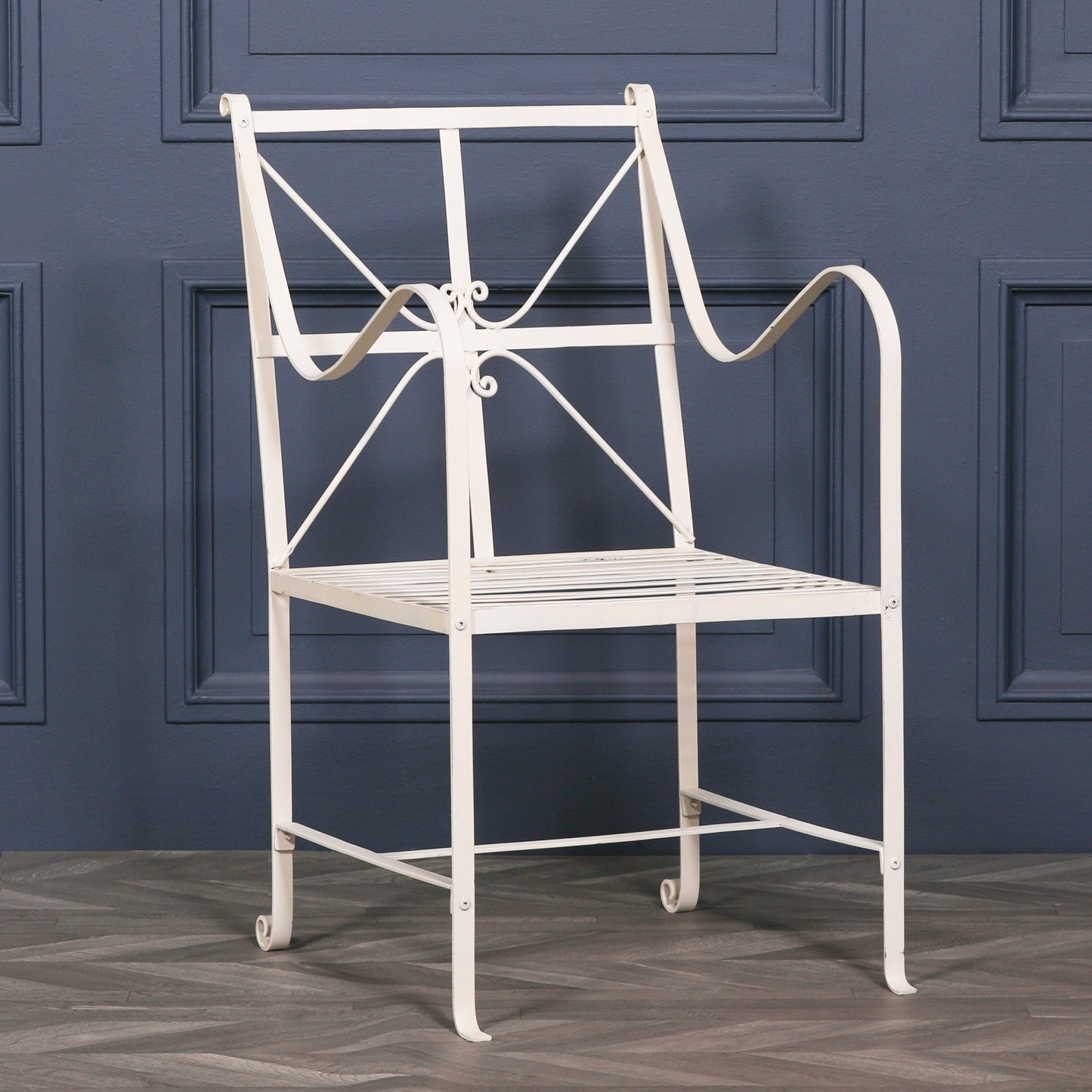 Iron Off White/Cream Distressed Garden Dining Chair