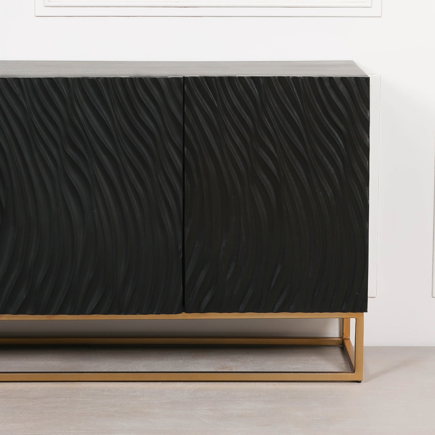 Duskgold Black Mango Wood Ripples Sideboard