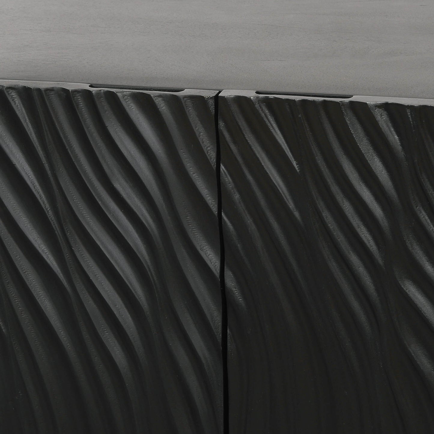 Duskgold Black Mango Wood Ripples Sideboard