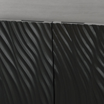 Duskgold Black Mango Wood Ripples Sideboard