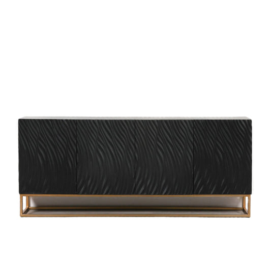 Duskgold Black Mango Wood Ripples Sideboard