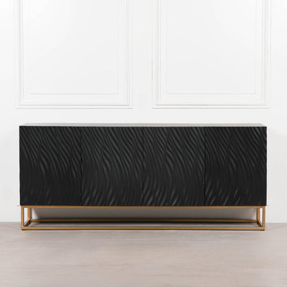 Duskgold Black Mango Wood Ripples Sideboard