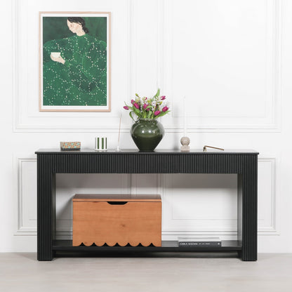 Everden Fluted Acacia Wood Console Table