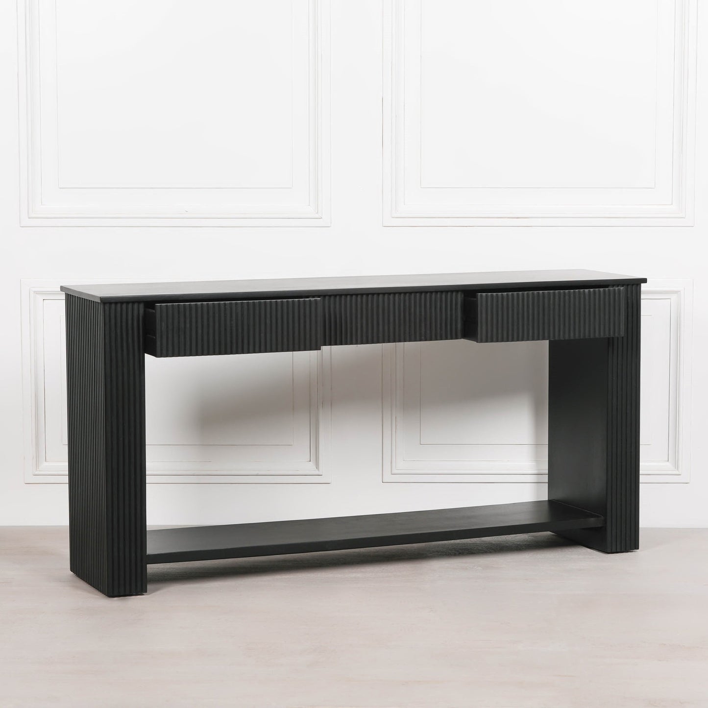 Everden Fluted Acacia Wood Console Table
