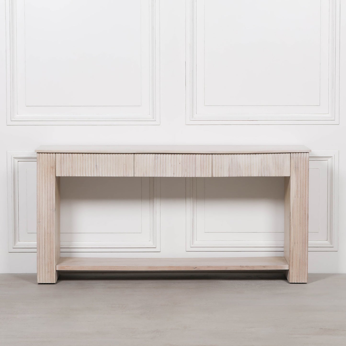 Everden Fluted Acacia Wood Console Table