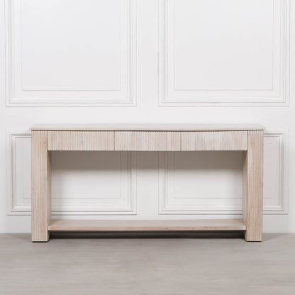 Everden Fluted Acacia Wood Console Table