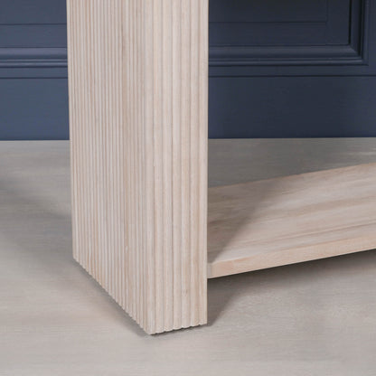 Everden Fluted Acacia Wood Console Table