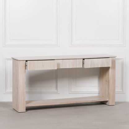 Everden Fluted Acacia Wood Console Table