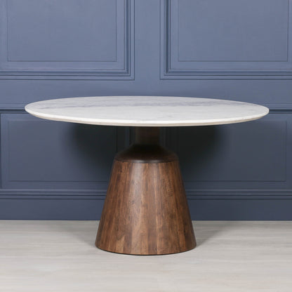 Vierra 135cm Round Acacia Wood & Marble Dining Table