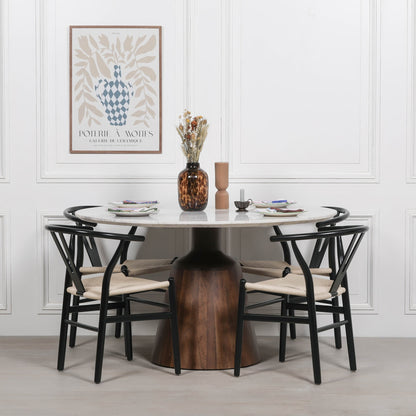 Vierra 135cm Round Acacia Wood & Marble Dining Table